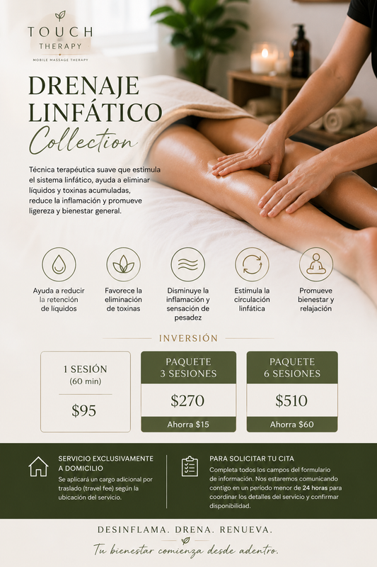Therapeutic Lymphatic drainage package - Drenaje linfatico 6 sesiones 60 min